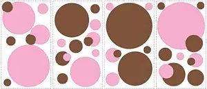 RMK1245SCS Pink & Brown Circles Wall Decals